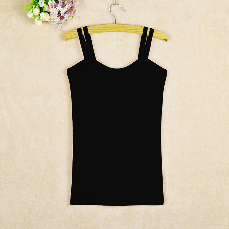 Autumn new style double-shoulder straps all-match bottoming shirt winter thin and beautiful back solid color cotton small camisole women's tight-fitting outer wear