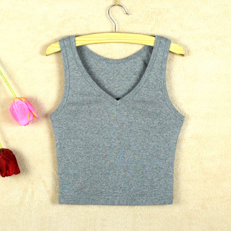 Camisole vest women's pure cotton autumn outer wear waist short section exposed navel V-neck winter inner top sports high waist bottoming shirt