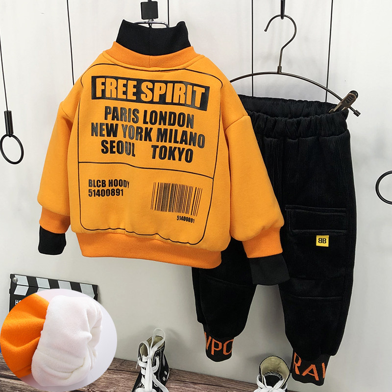 Boy suit autumn and winter clothes for children thicken children's clothes boys winter clothes Han edition of the ocean air-tide handsome