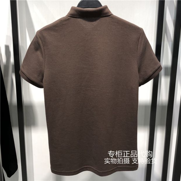 B1DB92422 Chim hòa bình nam 2019 Mùa hè Mới nâu thêu mỏng tay áo ngắn tay áo 468 - Polo áo có cổ