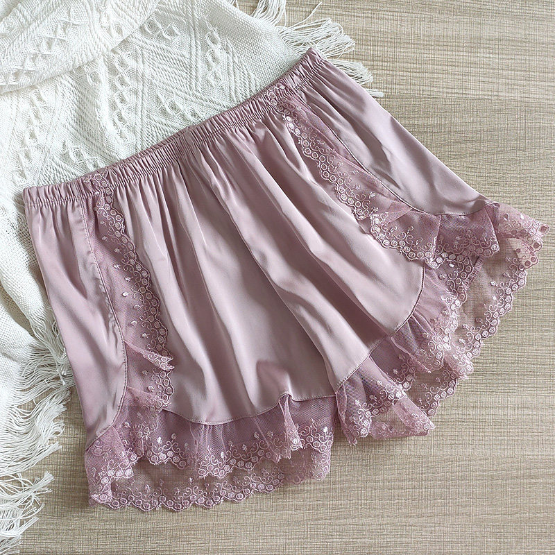 Running quantity Promotion Summer Silk Silk Satin Loose Inner Hitch Pants Anti-Walking Light Safety Pants Stay-at-home Pants Lace Extractable Wear External Wear