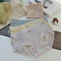 Summer thin bubble lace antibacterial silk crotch womens underwear hollow sexy bag hip no trace perspective breifs