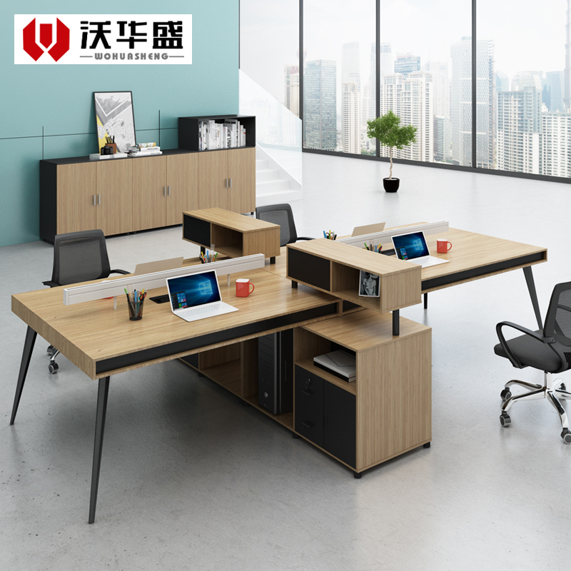 Office table and chair combination simple modern 2 4 four person computer desk screen office table and chair creative staff table