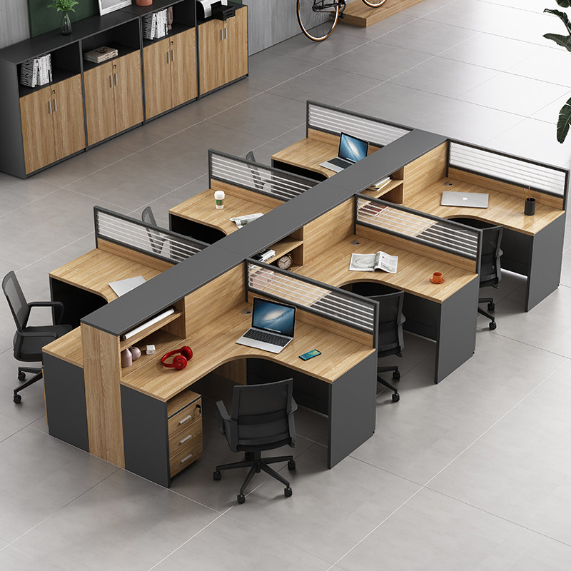 Simple and modern screen staff desk financial card seat 4 68 people office staff office desk and chair combination