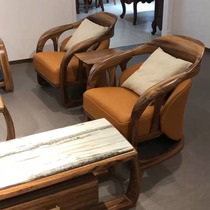 New Chinese style ebony wood home living room villa hotel simple Zen solid wood combination sofa full set of furniture customization