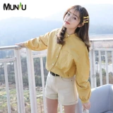 Цветная осенняя рубашка, лонгслив для отдыха, в корейском стиле, рукава фонарики