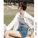 Белая осенняя хлопковая рубашка для отдыха, в корейском стиле, оверсайз, защита от солнца