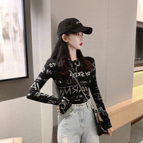 Autumn round neck pullover base shirt women with 2021 New Early Autumn long sleeve T-shirt slim black skinny top