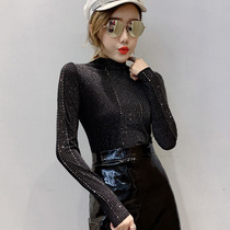 Large size black Heavy workout cardiff with undershirt female autumn and winter Korean version 2020 Ocean bronzing and drilling fashion to be slim