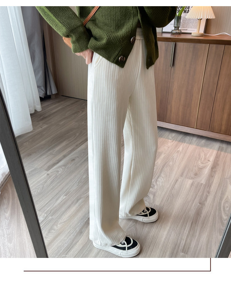 雪尼尔阔腿裤女2022秋冬新款加绒加厚高腰垂感休闲灯芯绒直筒裤子详情16