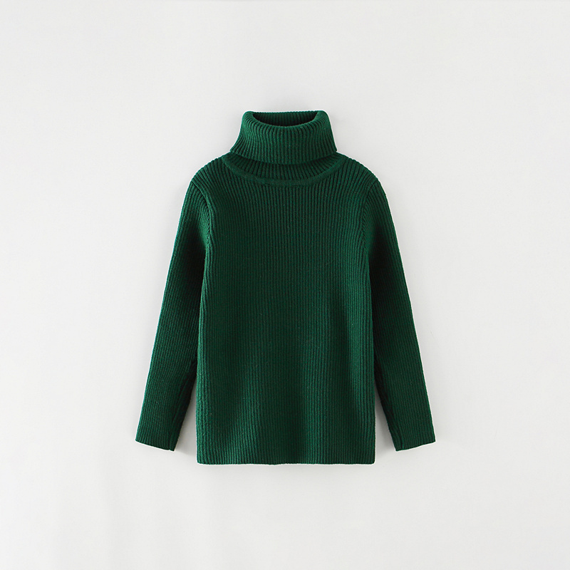 Chuhe Japanese Style Autumn and Winter Boys and Girls Baby Parent-Child Pure Cotton Pullover Turtleneck Dark Green Slim-Fit Base Shirt Sweater Chuhe Japanese Style Autumn and Winter Boys and Girls Baby Parent-Child Pure Cotton Pullover Turtleneck Dark Green Slim-Fit Base Shirt Sweater