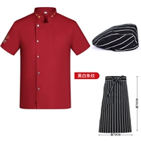 Красный фартук, шапка, короткий рукав