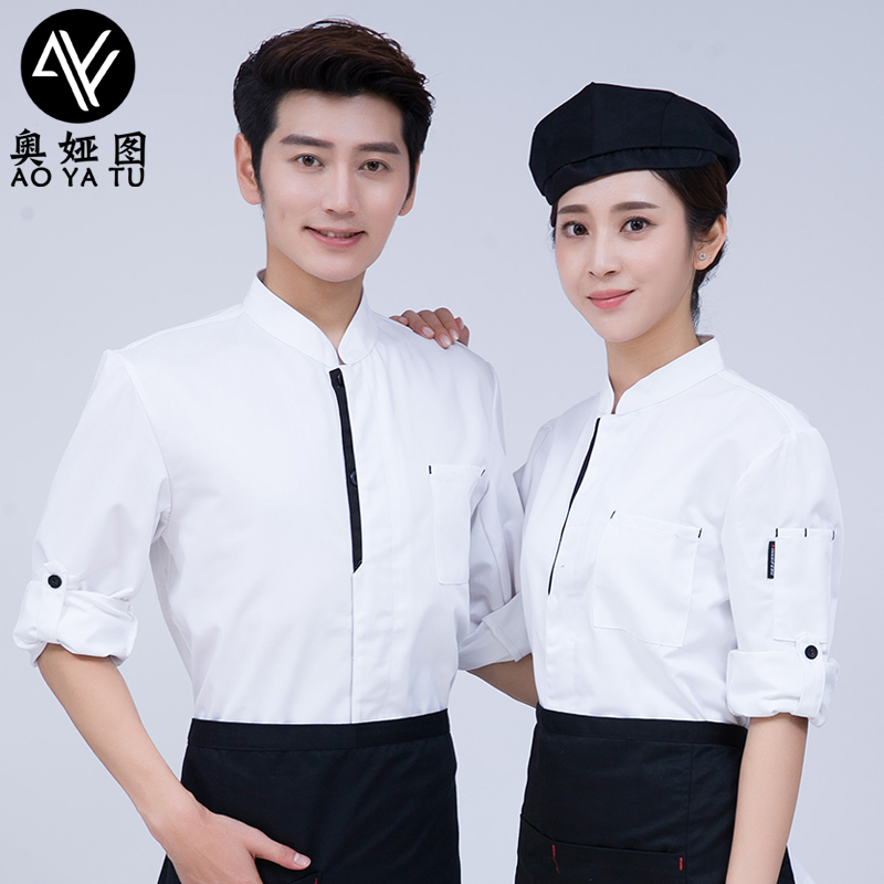 Chef clothes men's telescopic sleeves plus fertilizer to increase custom autumn and winter suits after the hotel dining room chef clothes long sleeves