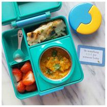 OmieBox Childrens thermal insulation lunch box Student portable cute large capacity can be carried with a portable divider vacuum lunch box