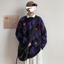 Sweater mens Korean version of the trend of autumn and winter Harajuku wind top tide brand ins Hong Kong style hip-hop letter sweater sweater