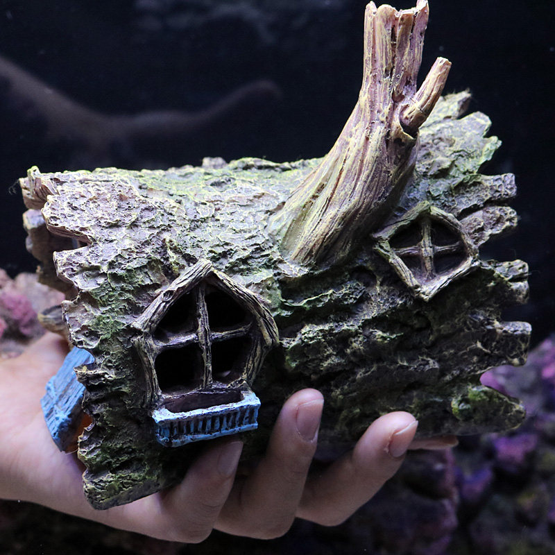 [USD 20.43] Fish Tank Fake Mountain View Treehouse Aquarium Decoration