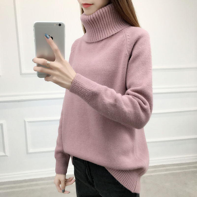 Autumn clothing 2021 New inner hitch bottom shirt thickened net red high collar lady sweater loose outside wearing autumn and winter foreign pie