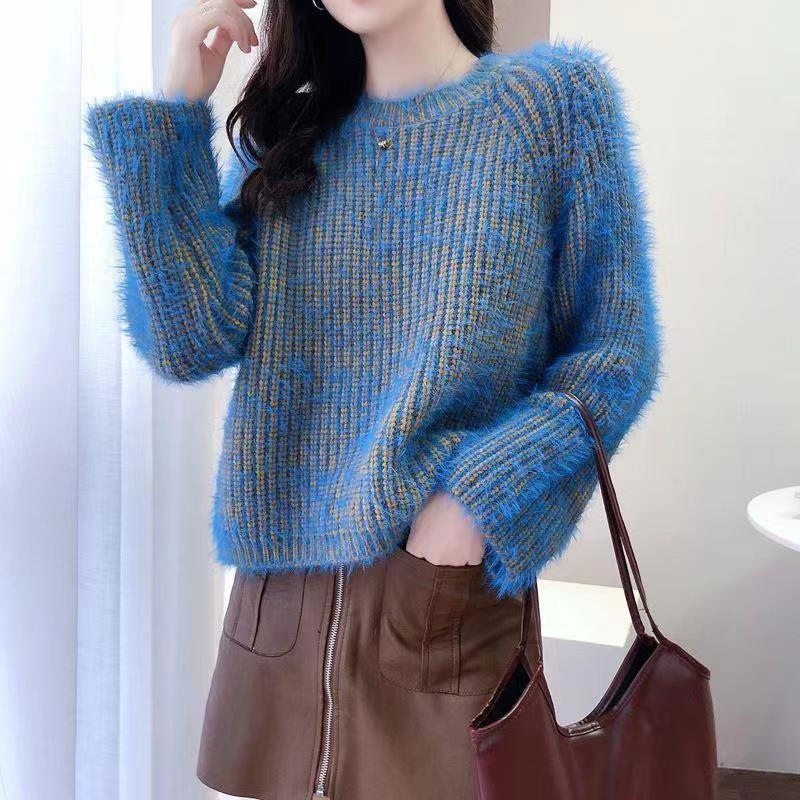 Winter Short Thick Mohair Sweater for Women, Autumn and Winter 2025 New Popular Style, Lazy Style Knitted Base Shirt for Outerwear