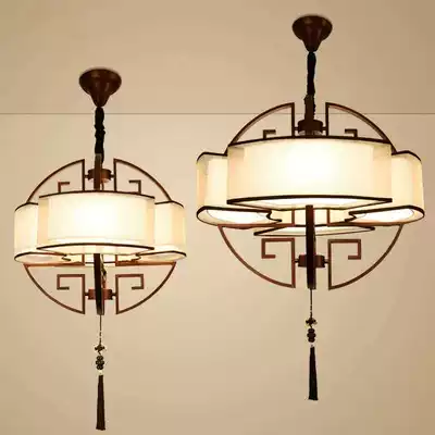 New Chinese chandelier modern simple living room lamp creative round dining room chandelier retro restaurant study bedroom lamps