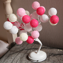 Led Color Flash String Lights Bedroom Room Cotton Wire Ball Tree Decorative Table Lamp Creative Gift Decoration Night Light