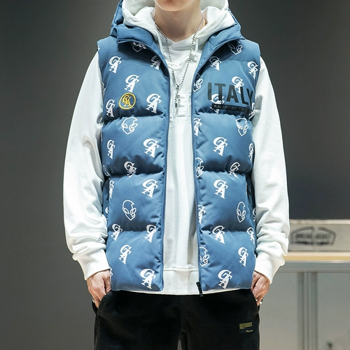 Мужской демисезонный жилет, трендовая майка топ с пухом, куртка, удерживающий тепло комплект, 2020, в корейском стиле