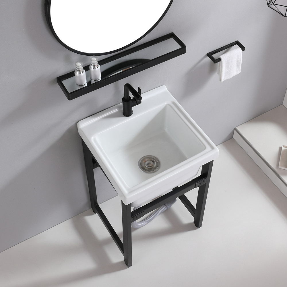 Ceramic integrated bench balcony washing pool deepens the simple balcony household tabletop basin outdoor solid