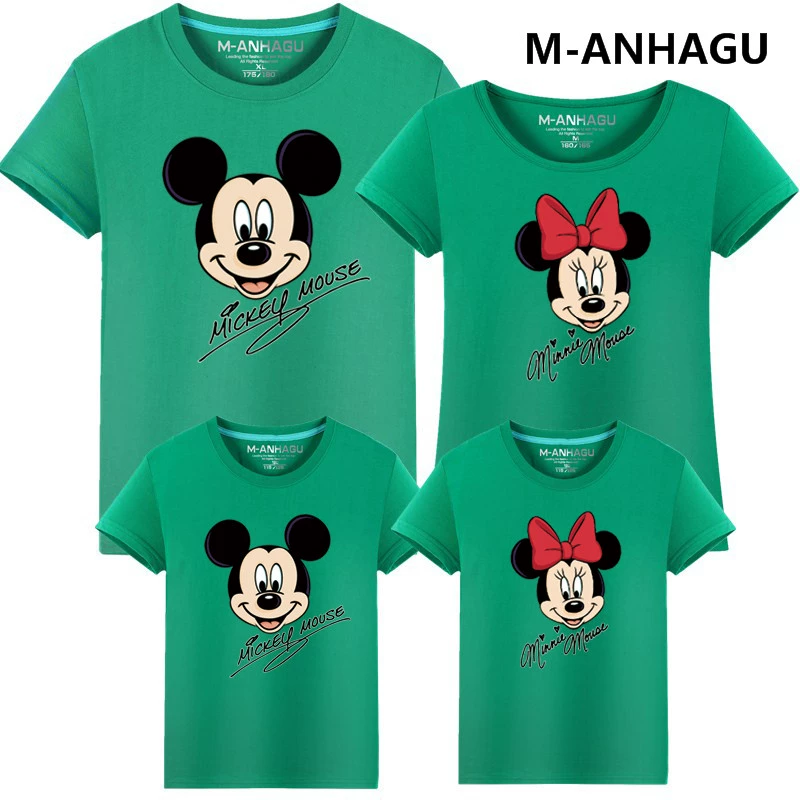 Mẫu áo xuân hè 2018 hai mẹ con cài đặt cho gia đình ba chiếc áo phông Mickey Mickey xu hướng du lịch giải trí cotton-bố mẹ áo gia đình 3 người