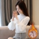 Đầm ren nữ mùa thu đông 2018 mới voan sóng dài tay rất cổ tích thời trang hàng đầu cộng với áo nhung nhỏ ngoại quốc sơ mi nữ tay ngắn
