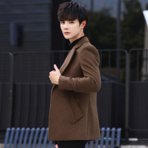 Winter wool suit mens top slim Korean version of the trend thickened casual small suit Youth jacket