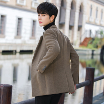 Autumn and winter wool coat Mens coat short slim thick Korean version of the youth Ni Zi windbreaker trend
