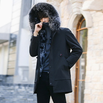 Winter Parker coat mens medium and long fur one-piece Haining Leather grass rabbit hair liner Nick coat king