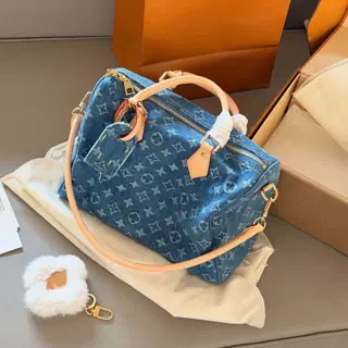 2026 New Single-Shoulder Handbag Speedy30 Light Luxury High-End Commuter Denim Pillow Bag for Women, Lazy Style 2026 New Single-Shoulder Handbag Speedy30 Light Luxury High-End Commuter Denim Pillow Bag for Women, Lazy Style