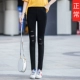 Quần legging dài nữ mặc xuân hè 2019 mới bó sát quần lửng đen lỗ chân bút chì - Khởi động cắt quần jogger nữ