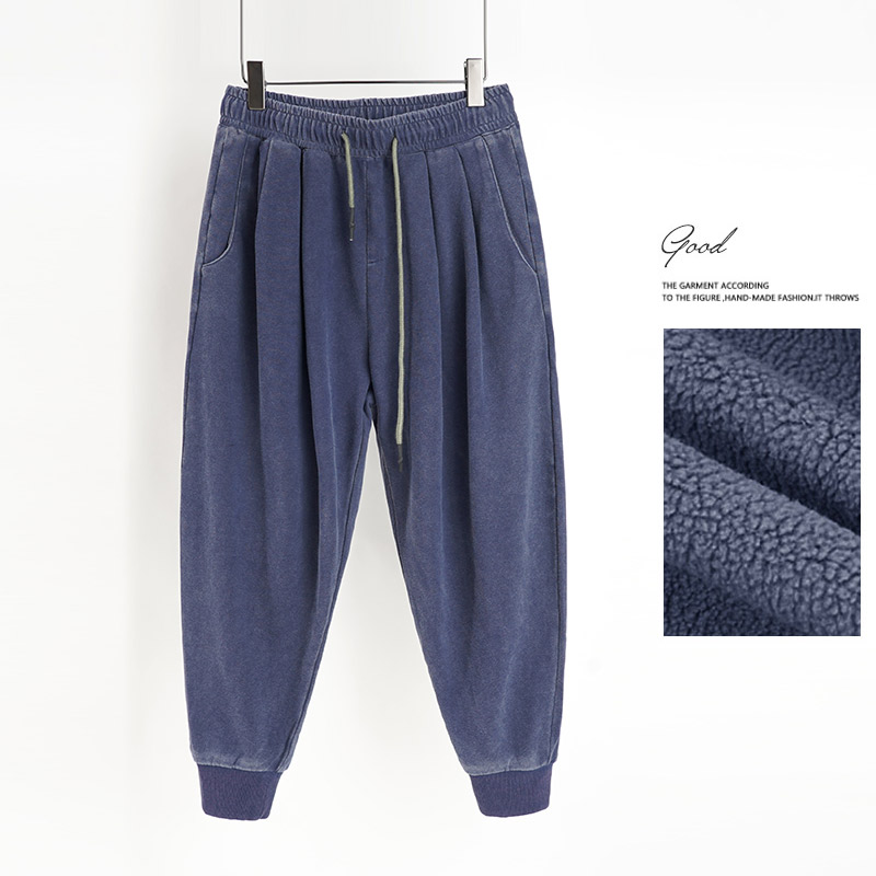 Sports pants men's loose toe leg thick lantern casual Harlan long pants Fat Rob hip hop big size plus velvet pants