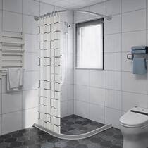 304 stainless steel curved shower curtain rod right angle fan simple shower room bar corner Rod toilet partition