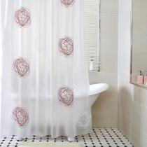 Shower curtain waterproof partition curtain toilet curtain non-perforated telescopic rod set waterproof and mildew proof thick shower curtain