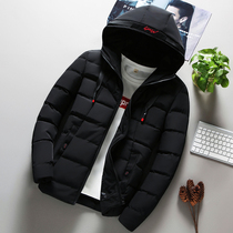 Winter coat mens clothes down cotton jacket plus velvet thickened Korean trend casual handsome short cotton-padded jacket