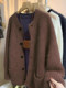 Retro Coffee-Colored Melard Sweater Jacket for Women, Loose-Fitting Knitted Cardigan, 2026 Autumn and Winter Lazy Thickeneded Top