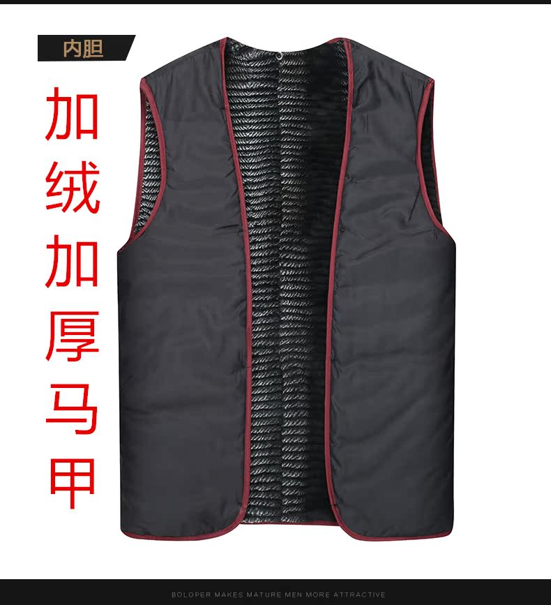 Đàn ông trung niên có thể tháo rời lót len ​​len gió cộng với nhung dày áo khoác trung niên cha áo Vest dạ nam
