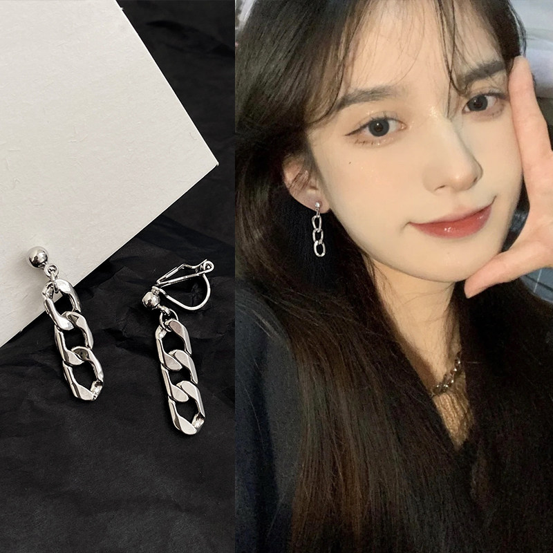 Metal Ear Clip Without Earhole Woman Personality Pure Silver Brief About Lukewarm Wind Ear Nail Mesh Red Ear Decoration Design Sensation Small Crowdburst-Taobao