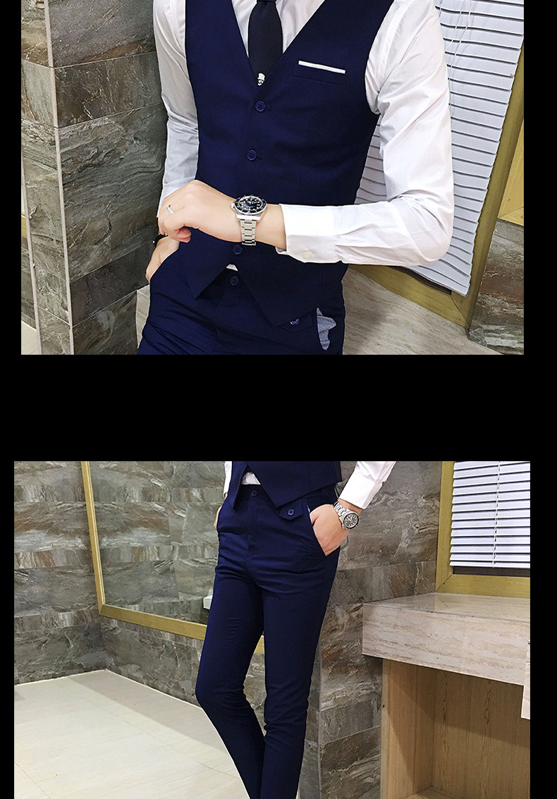 Bộ đồ vest nam ba mảnh phù hợp với bốn mùa Phiên bản Hàn Quốc của bộ đồ nhỏ tự trồng phù hợp với trang phục chuyên nghiệp sơ mi nam