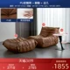 [Noble Brown*PU кожа*3 высота слоя обратно к губке] Ленивый диван+та же педаль+края каменной тарелки A2