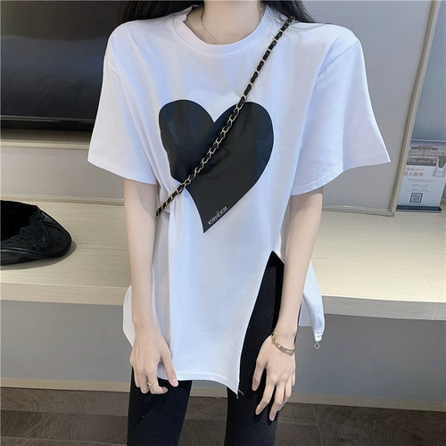 Летняя ретро длинная сексуальная футболка с коротким рукавом, сезон 2021, средней длины