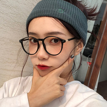 ins Wind plain myopia glasses female retro round black frame Net red anti-blue glasses frame women can be equipped with degrees