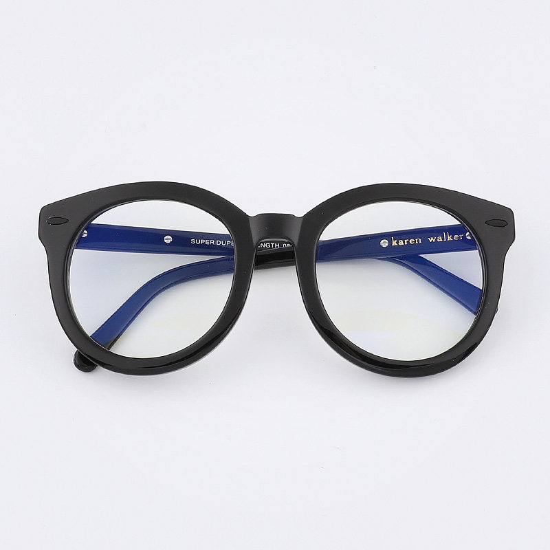 Vegan Black Frame Eyeframe Women's Round Face Display Slim Anti-Ray Radiation Myopia Glasses Oversized Coarse Frame Glasses Woman