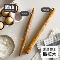 Frost Mountain olive wood rolling pin for household dumplings wonton skins bread and noodle sticks solid pressed fish maw noodle rolling pin