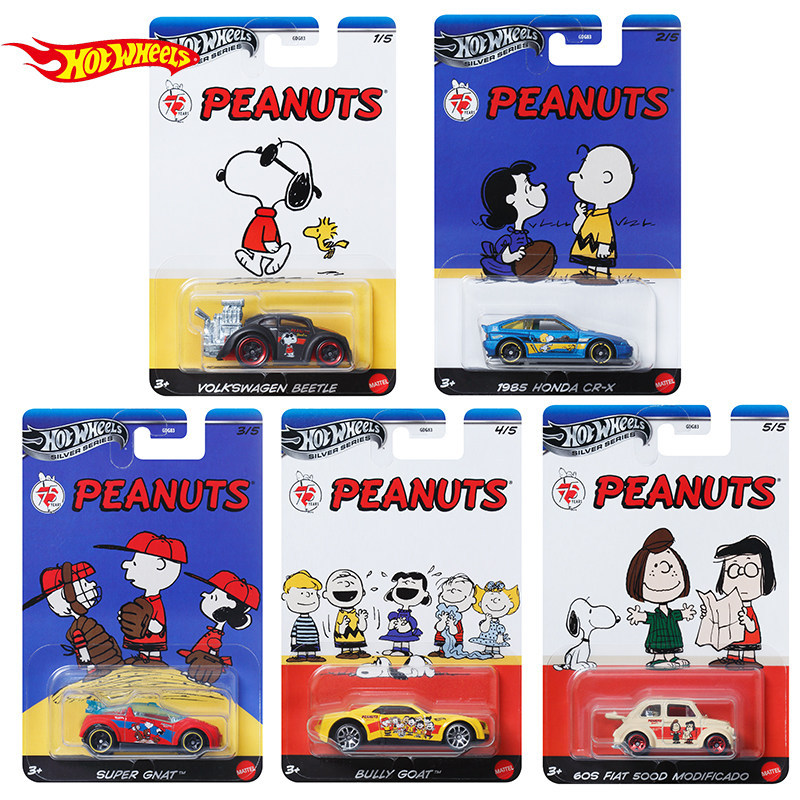 Hot Wheels Snoopy Silver Label Alloy Car Volkswagen Beetle Fiat Gdg83 Comic Collaboration Gift