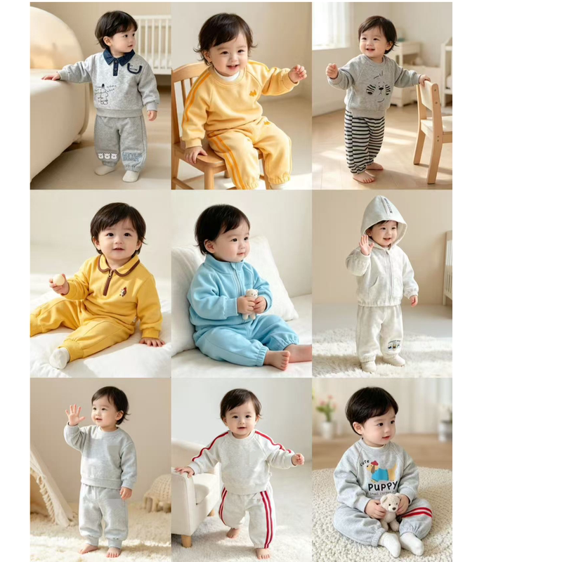 【M】Men's and Women's Separate Spring and Autumn Long-Sleeved Suit Set, Cartoon Anime Cute and Fashionable Infant Suit