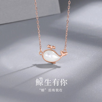 Small whale sterling silver necklace female light luxury niche design collarbone neck chain 2021 new jewelry birthday gift