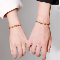 Sterling silver couple bracelet pair couple ins niche design woven hand rope handlebar jewelry birthday gift girl